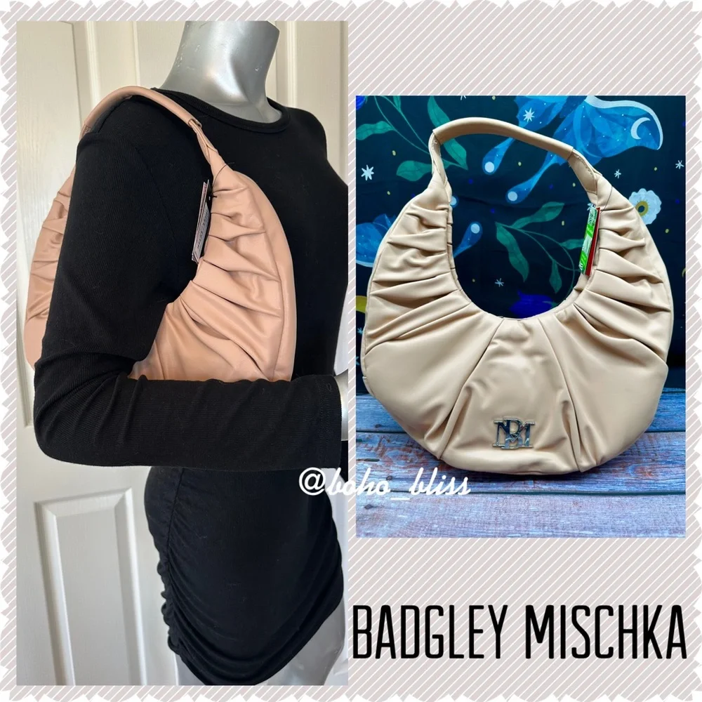 BADGLEY MISCHKA | Ruched Crescent Bag NWT